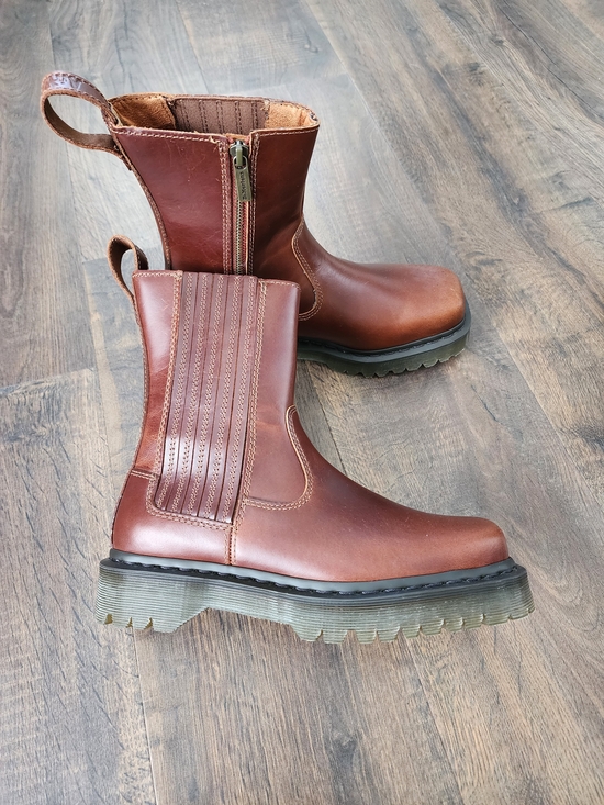 Dr. Martens Shoes - Dr. Martens Chestnut Brown Leather Side-Zip AMAAYAH LO Boots